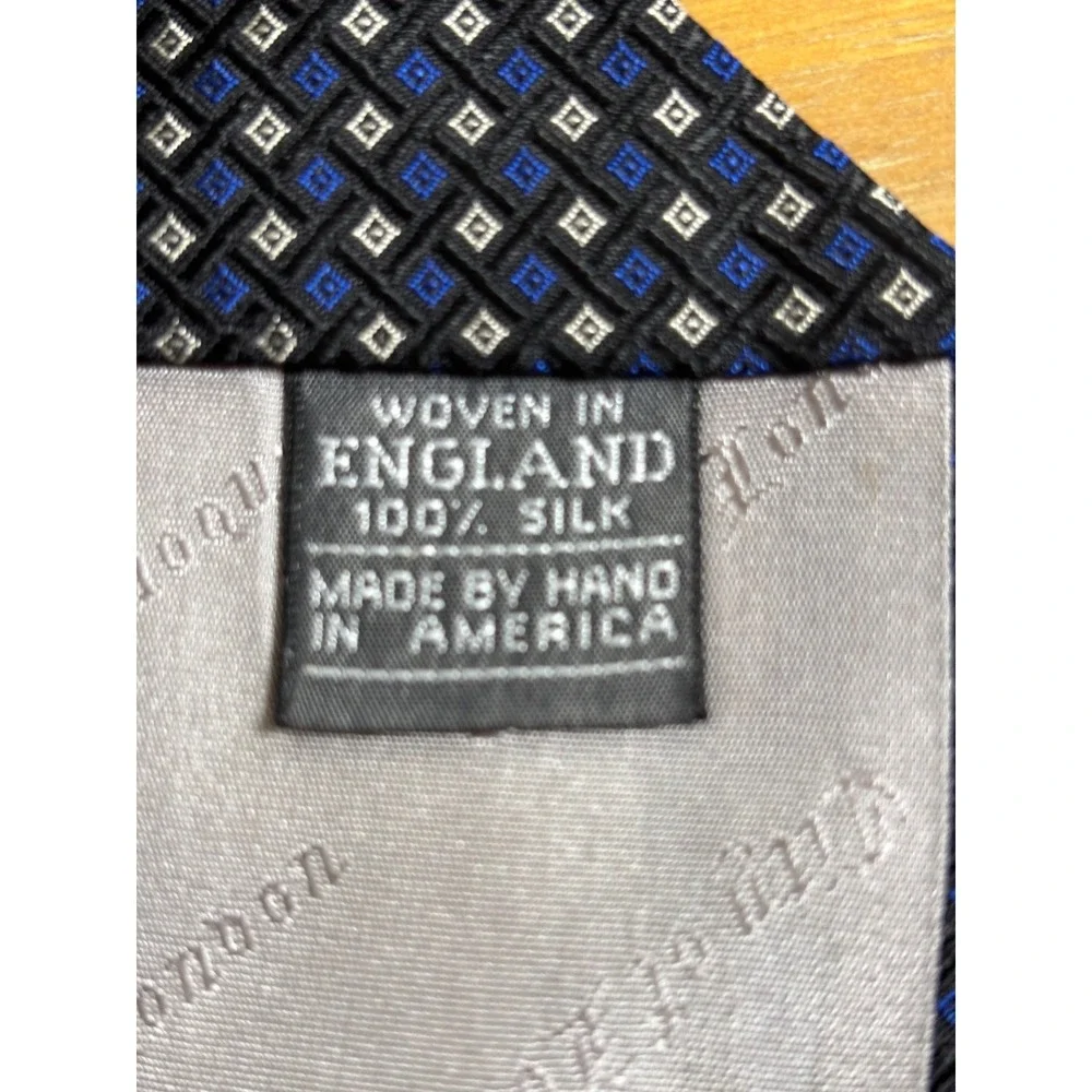 Ferrell Reed‎ for The Foursome Silk Geometric Micro Dot Neck Tie Blue Silver